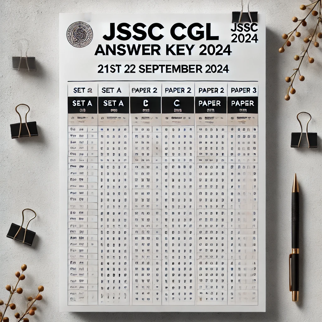 21 22 Sept JSSC CGL Answer Key 2024 JGGLCCE-2023 [SET A B C D Paper 1, 2 & 3]